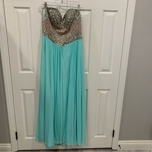 Terani Couture Strapless Prom Dress Tiffany Blue Size 10